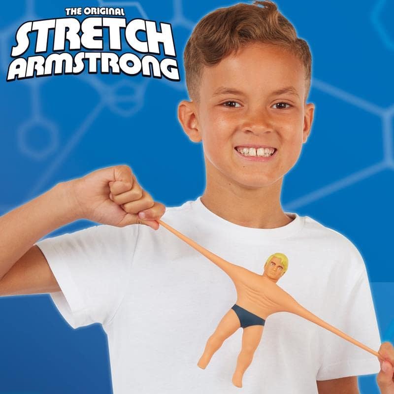 Basic Fun Stretch Armstrong – Figurine Extensible Classique 18 Cm, Héros En Caoutchouc Qui S'Étire Jusqu'à 3 Fois Sa Taille, Jouet Nostalgique Dès 5 Ans